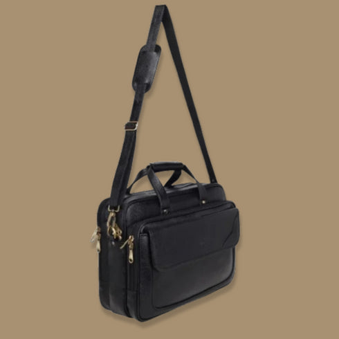 Atharv Black Multi Compartment Laptop bag Mozri